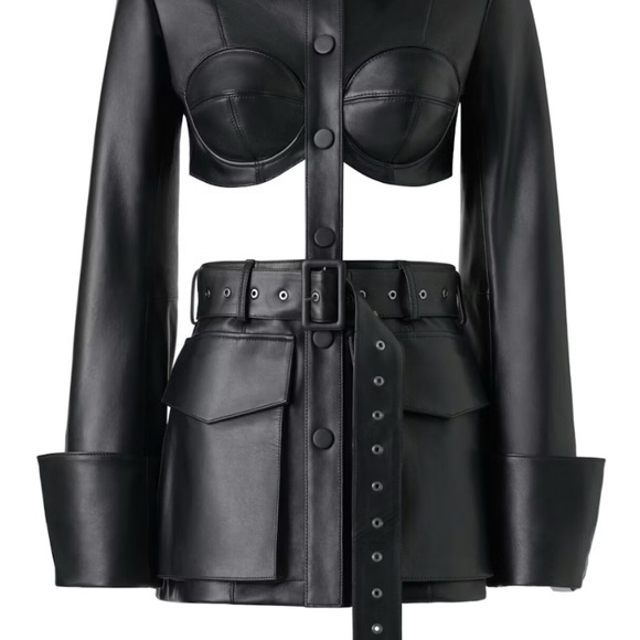 chinese dress ladies H&M Divided Black Faux Leather Belted Dress- Size XL – The Saved Collection main image 1